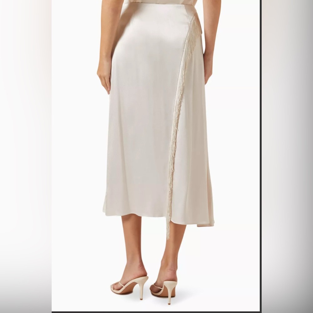 NWT VINCE Fringe Draped Asymmetric Skirt in Satin 2 - Picture 3 of 8